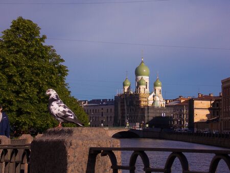 River and churchの写真素材