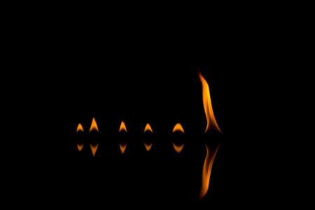 Fire flames on black background