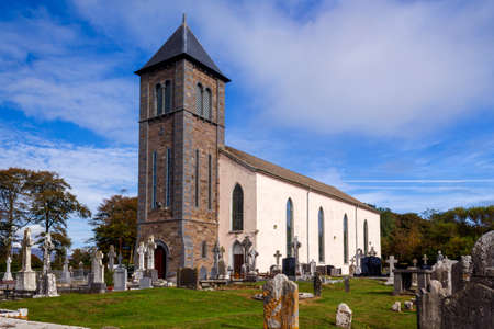 Image of a rural church in the village of Stradbally in County Waterford,Ireland.の写真素材