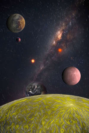 Image of a planetary system on the outskirts of the galaxy.