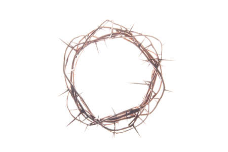 A crown of thorns on a glowing white backgroundの写真素材