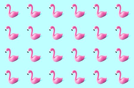 Trendy pink flamingo seamless pattern. Vivid summer vacation concept.の写真素材
