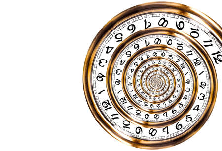 Twisted vintage watch face. The concept of the infinite time spiral.