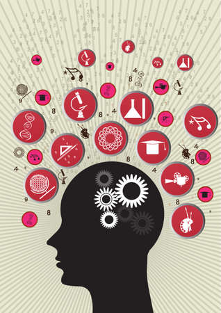 A man thinks of various issues in his mind のイラスト素材