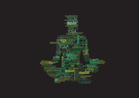 Beautiful yoga posing on black backgroundのイラスト素材