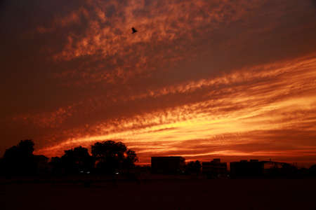 Beautiful sunrise over cloudsの写真素材