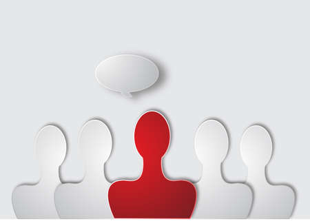 Illustration of the leader of a team, standing before them のイラスト素材