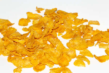 tasty cornflakes isolated on white background.の写真素材