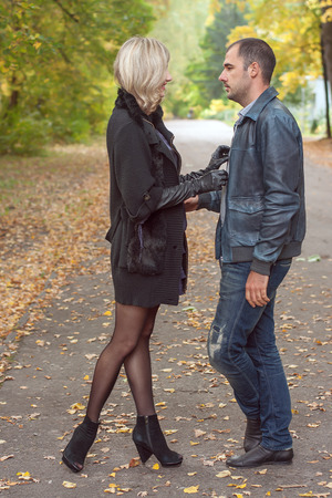 Young couple facing each otherの写真素材