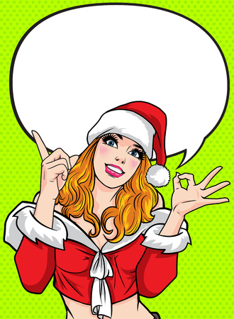 Woman okay gesture action with dot background pop art comics style.のイラスト素材