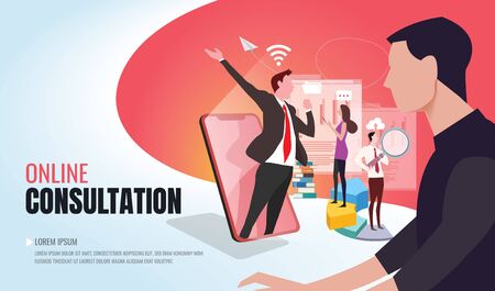 Business analysis concept banner with characters. Can use for web banner, infographics, hero images.のイラスト素材