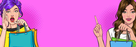 Surprised young sexy woman with open mouth omg hands on cheeks in comic styleのイラスト素材