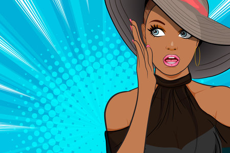 woman talking whispering gossip secret retro pop art comic cartoon vintageのイラスト素材