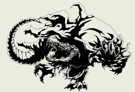 Hand drawn crocodile with human anatomyのイラスト素材