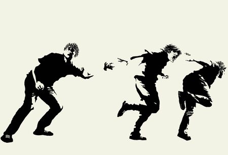 Hand drawn runaway man