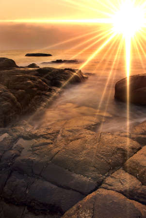 beautiful sunset over the seaの写真素材