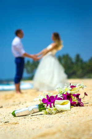 a couple wedding on the beachの写真素材