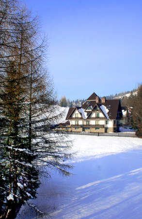 House in the Mountain, winter, snow,の写真素材