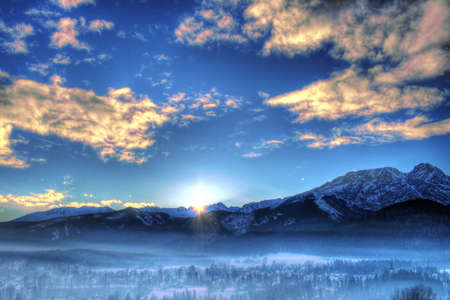 Winter landscape in the morning lightの写真素材