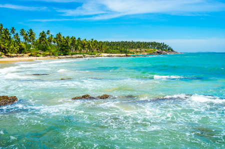 Tropical beach in Sri Lanka, Mirissa, Secret beachの写真素材