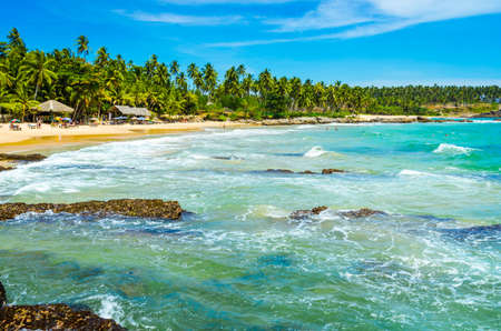 Tropical background - secret beach in Mirissa, Sri Lankaの写真素材