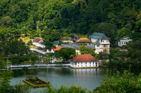 Kandy temple of the tooth and the lake, Kandy, Sri Lankaの写真素材