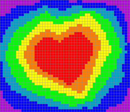 valentine heart in rainbow pixels, vector illustrationのイラスト素材