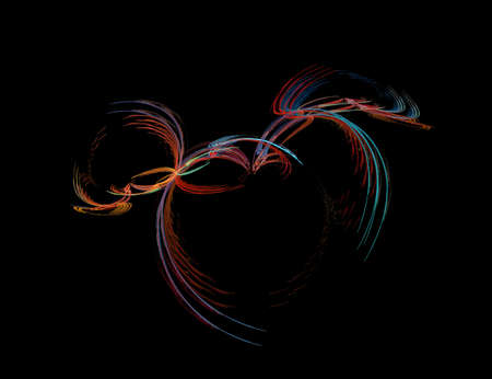 fractal illustration of abstract insect on black backgroundの写真素材