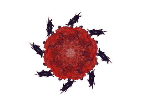 abstract aggressive fractal red black figure