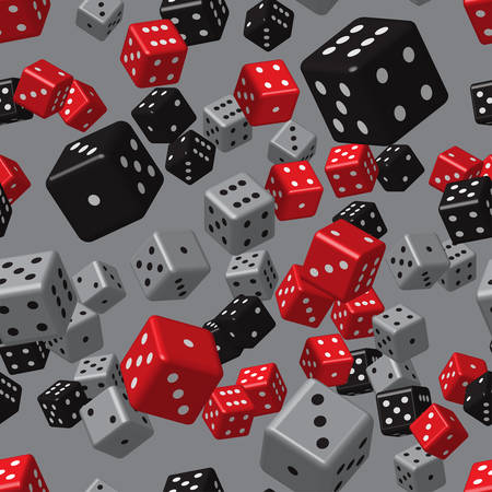 Red Grey Black Dice Seamless Pattern on Grey Backgroundのイラスト素材