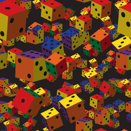 Rainbow dice seamless pattern on gray background.のイラスト素材