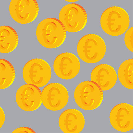 Coins with Euro Symbols Seamless Patternのイラスト素材