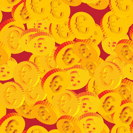 Coins with Euro Symbols Seamless Patternのイラスト素材