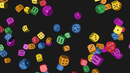 Rainbow Color Dice, 3D illustrationの写真素材