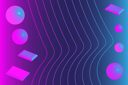 Frame of Blue Purple Lines Balls Planes