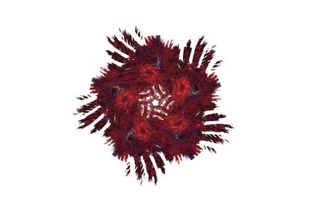 abstract aggressive fractal red black symmetric figure on white background