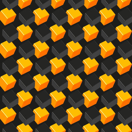 Black Gold Cubes Seamless Pattern on Blackのイラスト素材