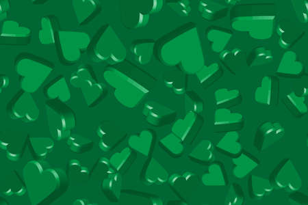 Green Hearts on Green Seamless Pattern Illustrationのイラスト素材