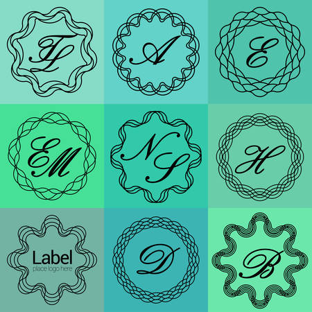 Vintage frame label in different shape is easy to decorate and use as template tag that can change alphabet or logo in the centre of label.のイラスト素材