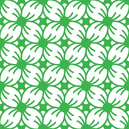 Big four leaf graphic generated as a module graphic is on the green background. This pattern can be used for textile, carpet, wallpaper, curtain and etc.のイラスト素材