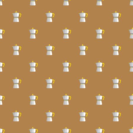 Coffee maker arranged in pattern on the light latte background.のイラスト素材