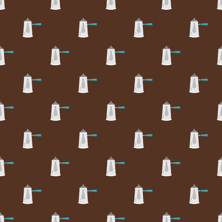 Classic chocolate pot are arranged in pattern on the chocolate milk background.のイラスト素材