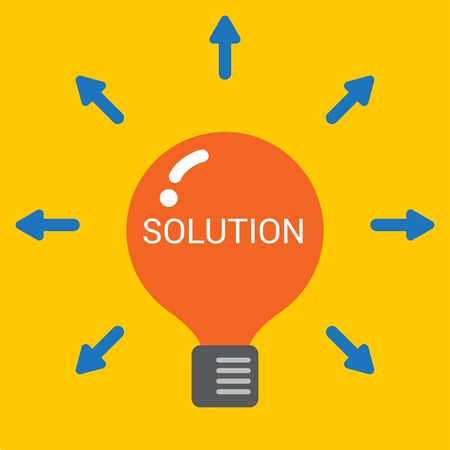 There is a simple illustration of a light bulb and arrows this represents a solution process  how to solve the problems.のイラスト素材