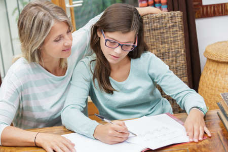 pretty student girl taking tutoring courses with beautiful blond teacher