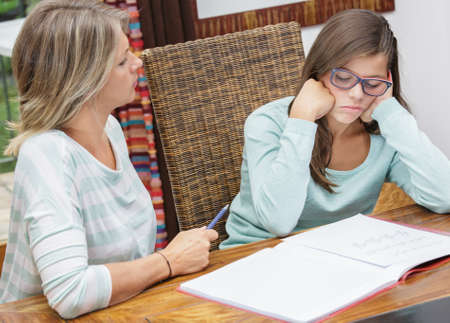 pretty student girl taking tutoring courses with beautiful blond teacher