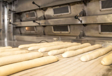 A plain baguette ready to bake on baking tray
