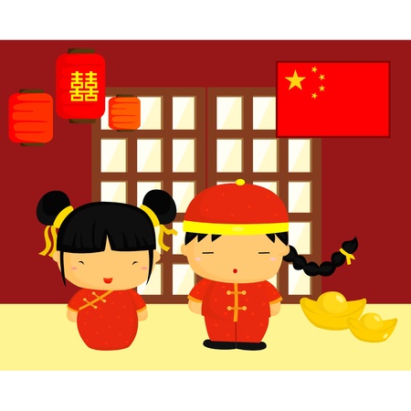 Chinese Culture and Flagのイラスト素材