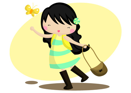 Happy girl illustration のイラスト素材