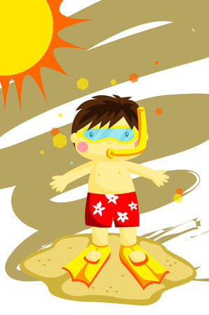 Diver cartoon のイラスト素材