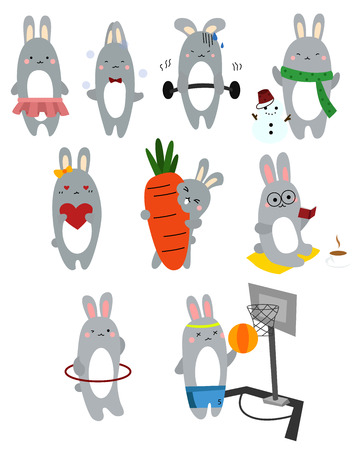 Bunny Vector Setのイラスト素材